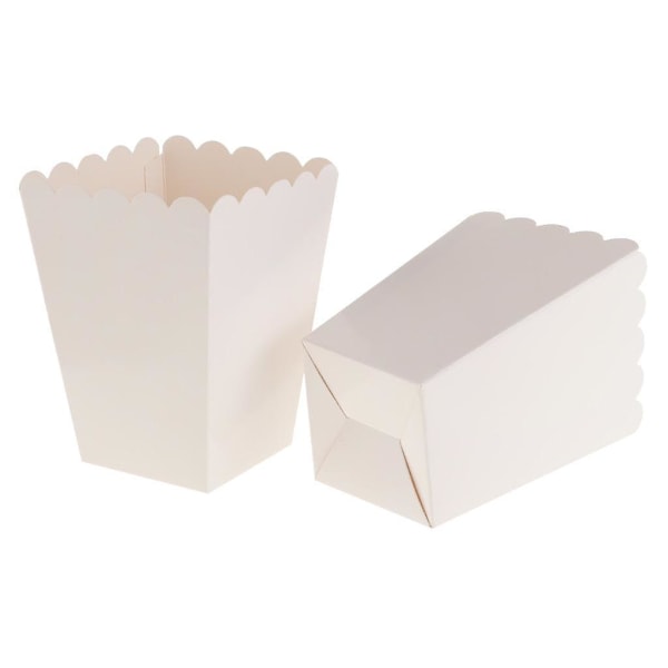 2x12 Stycken Vita Popcornlådor Snackhinkar Födelsedagspåsar (C)