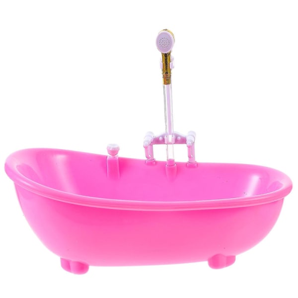 Elektriskt vattensprutande badkar Pool med spruta utan batteri för docka (rosa) Pink 22.3x11.5cm