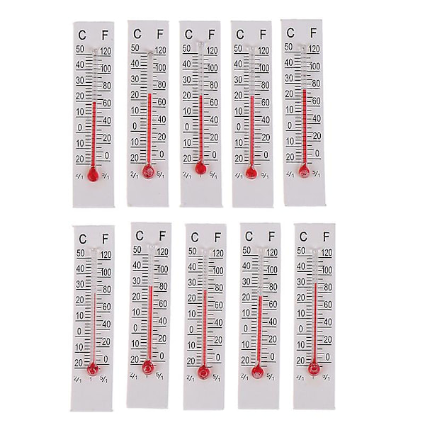 10 st 5cmX1.1cm Miniatyr Papptermometer Inomhus -20-50 Celsius