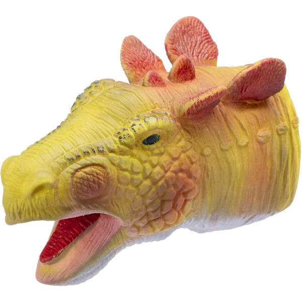 Dinosaurie Handdockor Leksaker Latex Raptor Realistiska Mjuka Dino Djurhuvud Leksak Set T-rex Dockor Tyrannosaurus, Stegosaurus, Triceratops 3 Pack