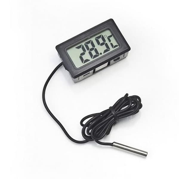 Vandtæt digitalt LCD-termometer 100 mm sonde sort