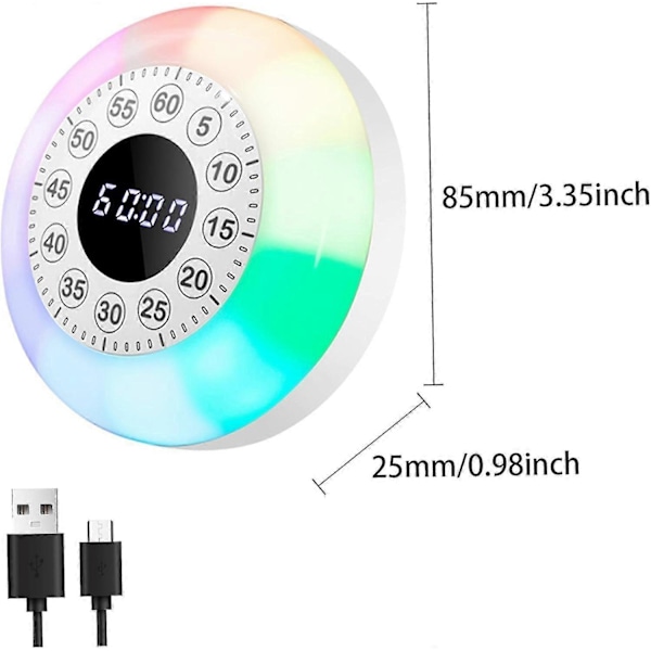 Visuel Timer med RGB Lys 60-Minutters Nedtællingstimer Genopladelig Berøringsstyring Pomodoro Timer til Børn Voksne Lydløs Køkken Timer til Hjem Klasseværelse