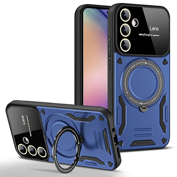Til Samsung Galaxy A55 5G Cover Kompatibel med MagSafe PC+TPU Støttefod Telefon Cover Blue