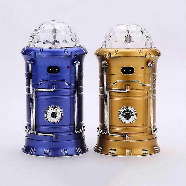 Solcellsdriven LED-lykta Laddningsbar Utomhus Camping Ficklampa Fackla Scen Discolampa