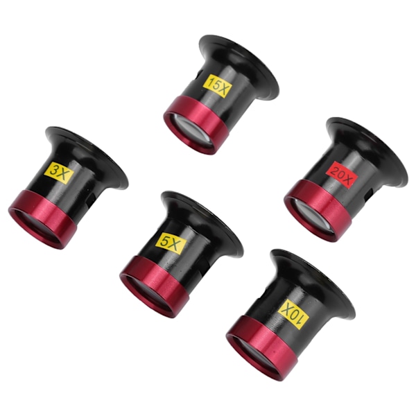 5-pack Förstoringsglas i Aluminiumlegering för Urmakare, Glaslins Förstoringsglas Loupe Tillbehör[C]