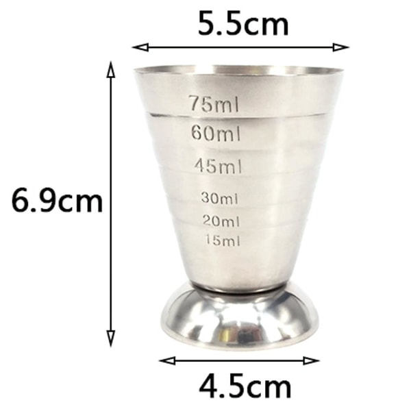 75ml Mätkopp i Rostfritt Stål Jigger Shot Dryck Ande Blandad Cocktailbägare För Bar[C]