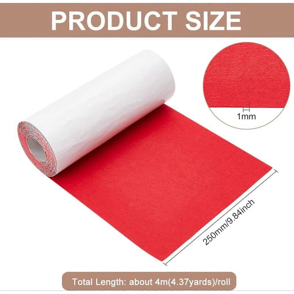 10x157 tum Svart Självhäftande Filt Tyg Smyckeskrin Filtfoder 1mm Tjock I6(FCC)