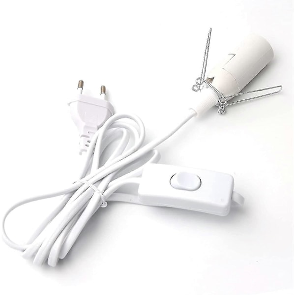 Kabel för saltlampa med strömbrytare - E14-1,8 M - Sockel för saltlampa, vit (C)