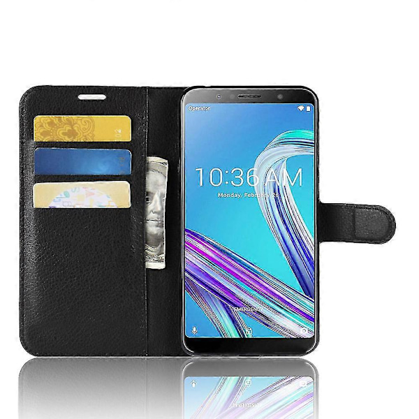 Litsi-nahkalompakkokotelo jalustalla Asus Zenfone Max Pro (M1) ZB601KL (C)