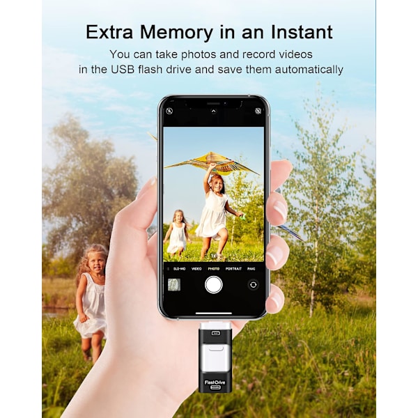 128GB USB Flash Drive, Fotohukommelse Ekstern Opbevaring Thumb Drive Kompatibel