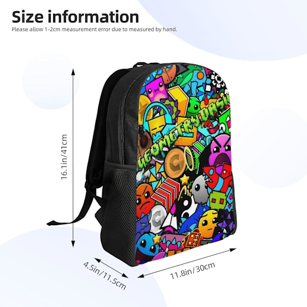 i1232 Geometry Dash Ryggsäckar Casual Daypacks Student Book Bag Printing Satchel Rucksack Lätt Skolväska