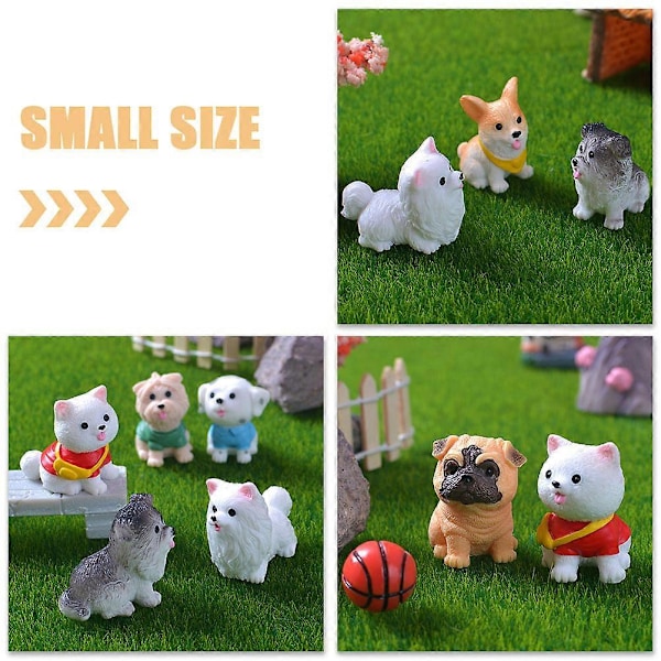 12 stk Mini Hundefigurer Lekesett Realistiske Mini Valpefigurer Miniatyr Hundefigur Leke