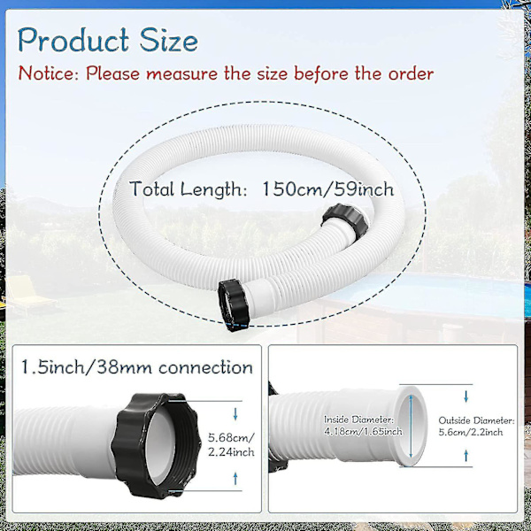 Slange Adapter til Intex Swimmingpool - Udskiftningsslange til Swimmingpool Slange Filterpumpe Slange