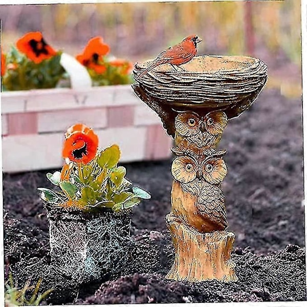 Resin ugle badekar, fuglebad, eventyrhave, ornamenter, skulpturer, havedekoration, springvand, fuglebad (C)