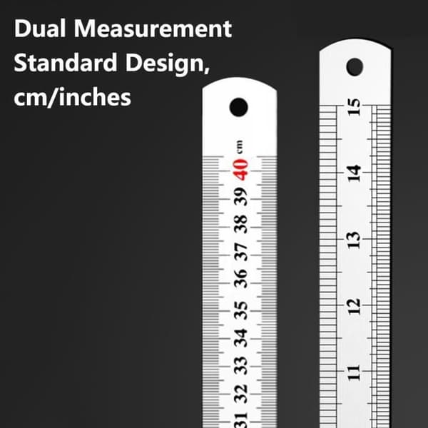 Metal lineal - Ikke specificeret - 40 cm - Rustfrit stål - Dobbeltsidet - Rustbestandig