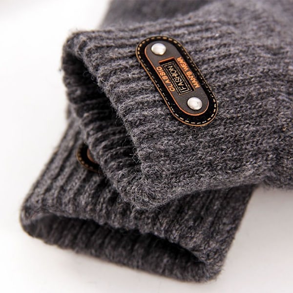 Höst Vinter Herr Stickade Handskar Pekskärm Hög Kvalitet Ull Solid Färg Handskar Herr Vantar 11763-Svart 11763-Black Elastic stretchable