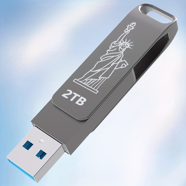 2GB USB-minnepenn med høy hastighet - Roterende metall-minnepenn med 360° nøkkelhulldesign - Ekstern lagring for PC, bærbar PC, stasjonær PC med rask dataoverføring