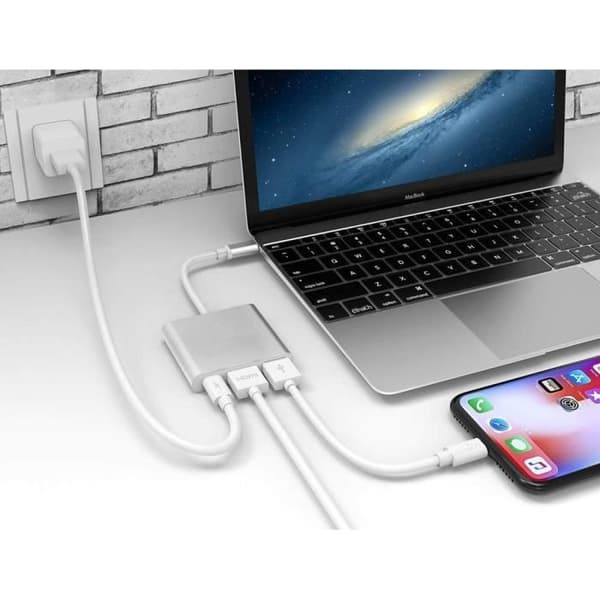 3-in-1 USB-C–HDMI 4K 30Hz + USB 3.0 -sovitin (USB-A) – Plug & Play -moniportti[YJD]