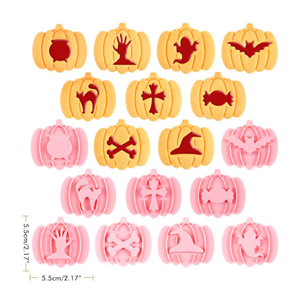 9 stk 3D Utskjæringsformer Halloween Gresskar Kjeksform Fondant Bakeverktøy Bakeformer DIY Håndtrykk Kjeks Stempel[C]