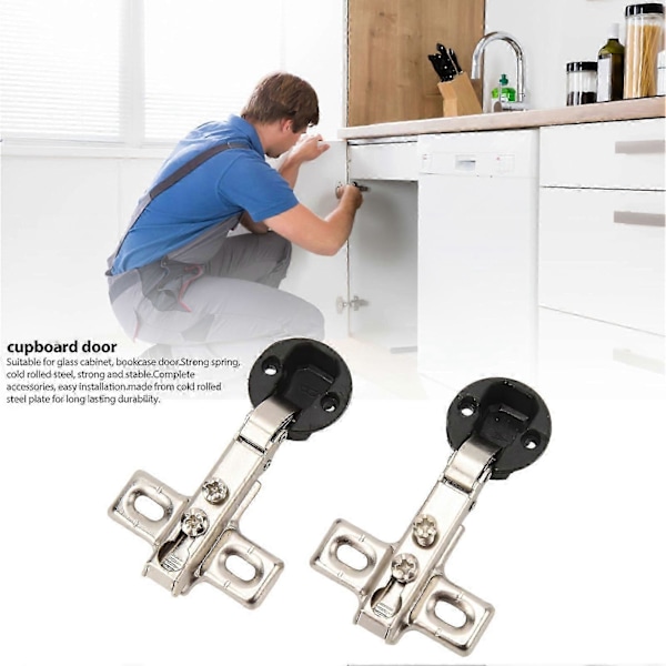 2 stk. 26 mm Hul Glas Hængsel Mini Skabshængsel Til Skabsglasdør - Yvan (HYYC)