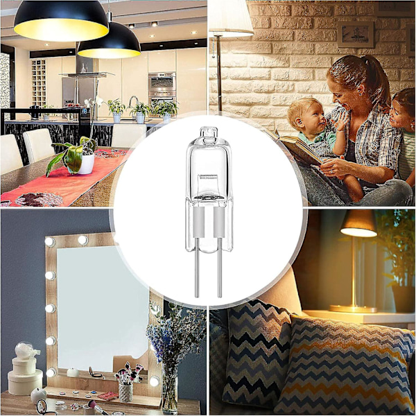 Pakke med 10 G4 Halogenpærer 10W 12V Techgomade Halogen Pære med Stiftbase, Varmt Hvit 3000k
