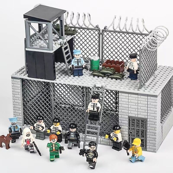 Kompatibel med Lego Militära byggklossar Specialpolisman Aberdeen specialstyrkor Fängelsecell Vakttorn Liten pojke monterad leksakspresent 12 Models