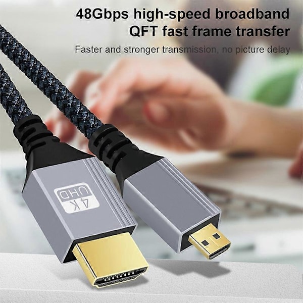 2m HD Videostreamning HDMI till Micro HDMI Kabel 4K Guldpläterad HD-anslutningskabel