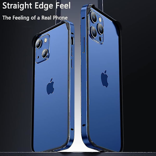 Metalliskt stötfångarramfodral i aluminium, kompatibelt med iPhone 14 Pro Max/14 Pro/14 Plus med upphöjda kantsskydd