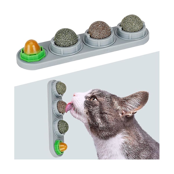 Kattmynta Boll för Katter Vägg, 8-pack Kattmynta Leksaker, Silvervin Boll, Ätbara Katt Leksaker för Katter Slicka, S