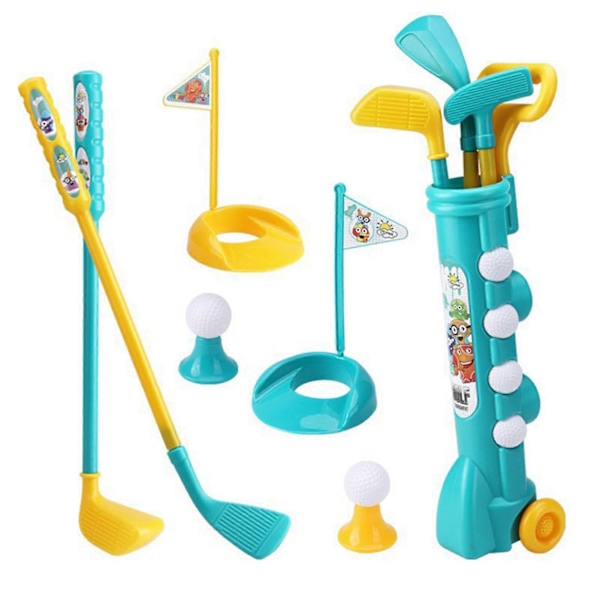 Golfset för barn med hjul, Minigolf Leksak för Utomhus & Inomhus, Liten Golfträning