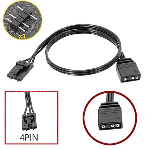 Svart kabeladapter for Corsairs QL LL120 ICUE RGB til ARGB sømløs tilkobling