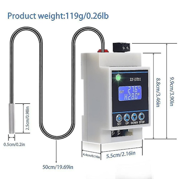 Xy-dt01 Digital Temperaturregulator -40-110c Digital -digital Termostat Med LCD-Skjerm MAB