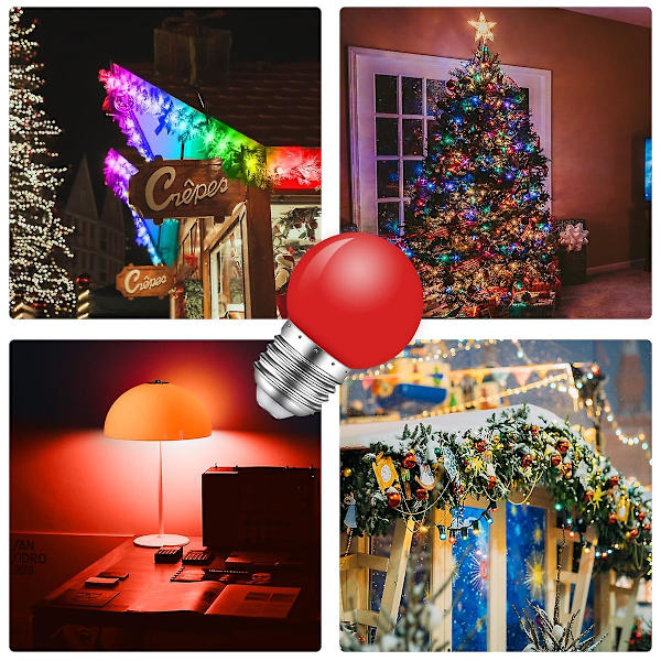 10-pack Färgade LED-lampor, 1W E27 G45 Glödlampor, Färgade LED-Mini-Globlampor, Blandade Färger för Utomhus- och Inomhussträngar, Jul, Fest [C]