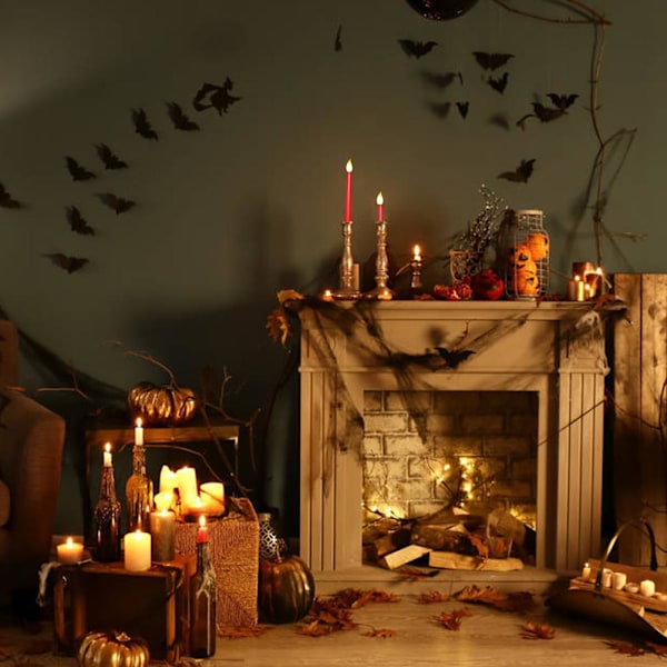 6 st LED-ljus med flimmerande varmt ljus i konform med 2 fjärrkontroller för jul, tacksägelse, halloween, hem, bröllop [C] 2
