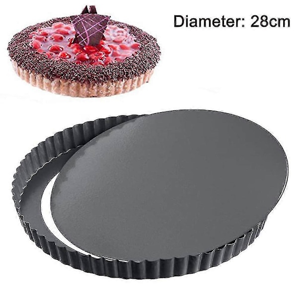 28 cm Lösbottnad Pajform Rund Quicheform, Svart (C)