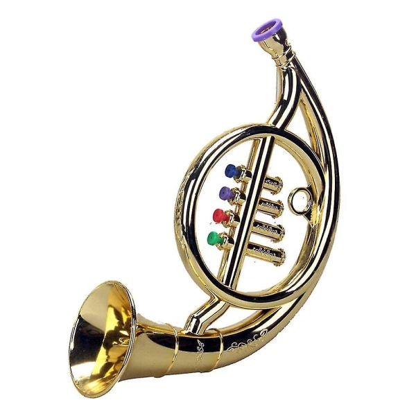 Fransk horn 4 färgade tidig utbildning musikaliska leksak rekvisita Spela mini musikal för barn leksak guld