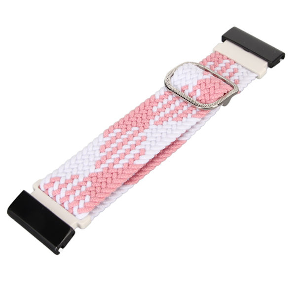 Nylon klokke erstatningsreim Elastisk Pustende Veving Justerbar 26mm Spenne Klokkebånd for Vertix 2 Rosa Hvit[C]