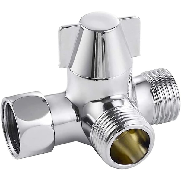 Solid Messing 3-vägsventil, 3-vägsavledningsventil, 3-vägsduschventil, G1/2\" T-adapter