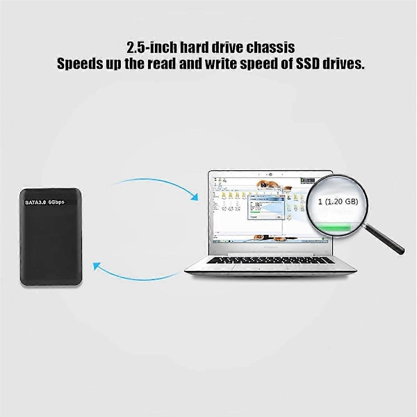 2,5 tommer USB3.0 SATA3.0 Højhastigheds 6 Gbps Mobil Harddisk Kabinet Støtter 3 TB UASP Harddisk Kabinet Black
