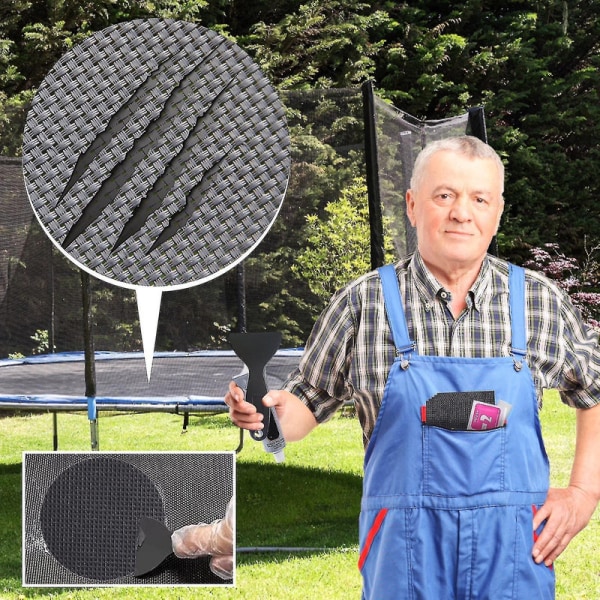 Hywell Round Reparationssats för trampolinlappar för att reparera hål eller revor på trampolinmadrass A