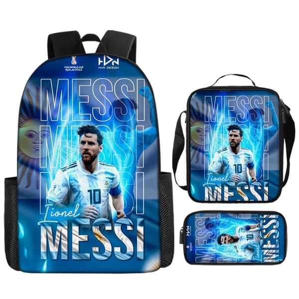 Letvægtsrygsæk med Messi-print og trefoldigt design til rejsende[C] 35