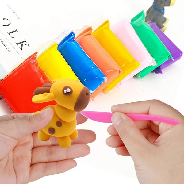 Ultralätt Lera för Barn, 36 Färger Lufttorkande Modellera, Giftfri Super Mjuk, Med Verktyg, Kreativ Lek, DIY-Hantverk för Skola Förskolebarn