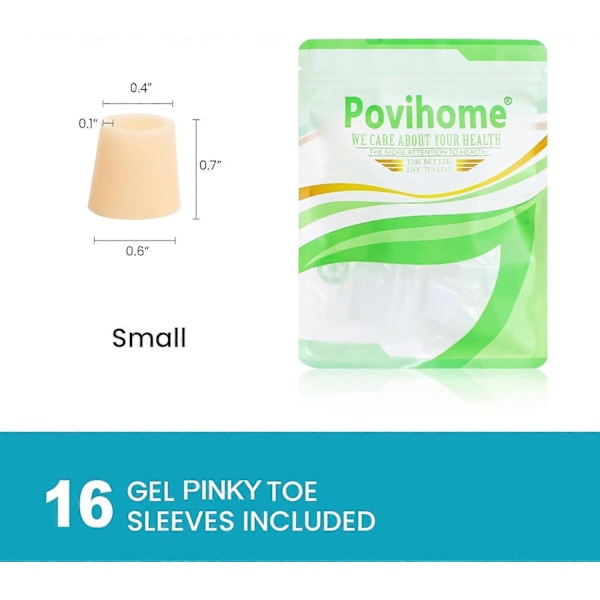 Pinky Toe Sleeves Skydd - 16-pack Små Gel Liktornsskydd - Tåskydd (C)