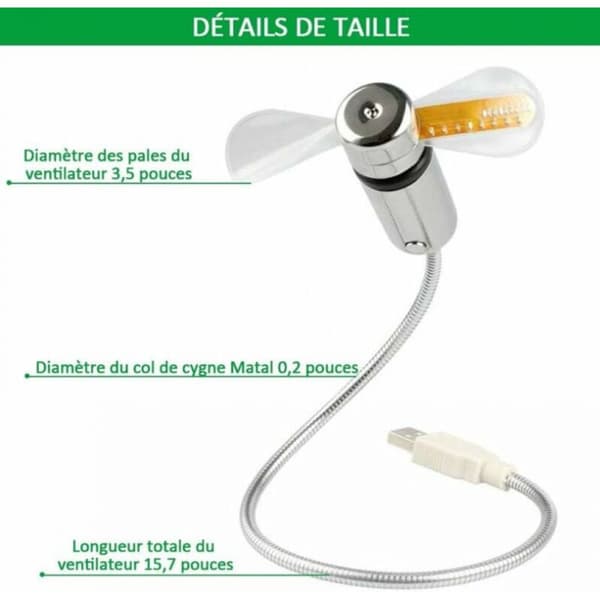 Mini USB-urventilator. Fleksibel svanehals LED-urventilator med tidsvisning via USB.[C]