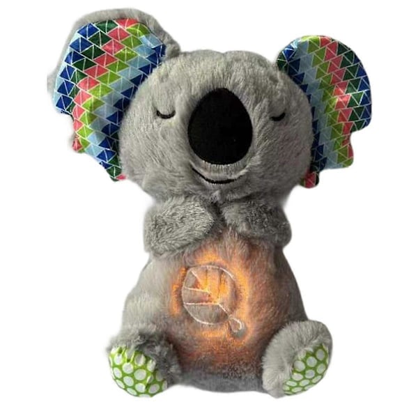 Plush Leksak för Spädbarn Från Födelsen, Mjuk och Lugnande Nattlampa Som Andas och Lyser, Flickor o Grey