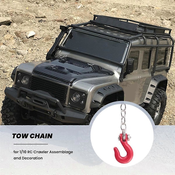 1:10 RC Crawler Tilbehør Trækkæde med Trailerkrog til Axial Silver  Red