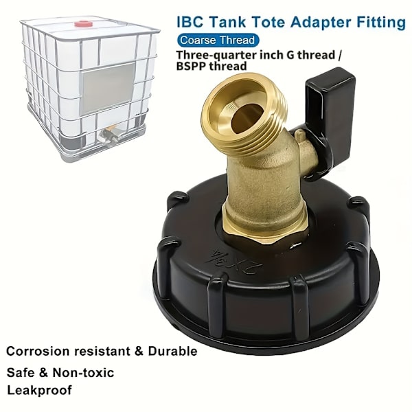 1 st S60*6 IBC Tank Adapterkoppling - Hållbar, Korrosionsbeständig, Syra- och Alkalibeständig, Läckagesäker - Perfekt för Trädgårdsslangbevattning, Husvagn, Ca
