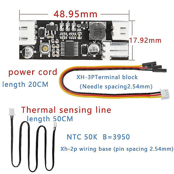 Temperaturstyrenhetmodul Enstaka 12V DC PWM 2-3 Tråds Fläkttemperaturkontrollregulator Dator