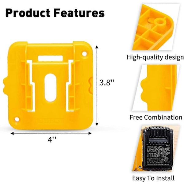 10-pakning Batterifesteholder for Dewalt 20V 60V Batteridokkholder Passer for DCB200 DCB203 DCB205 DCB206 Batterier (HYYC)