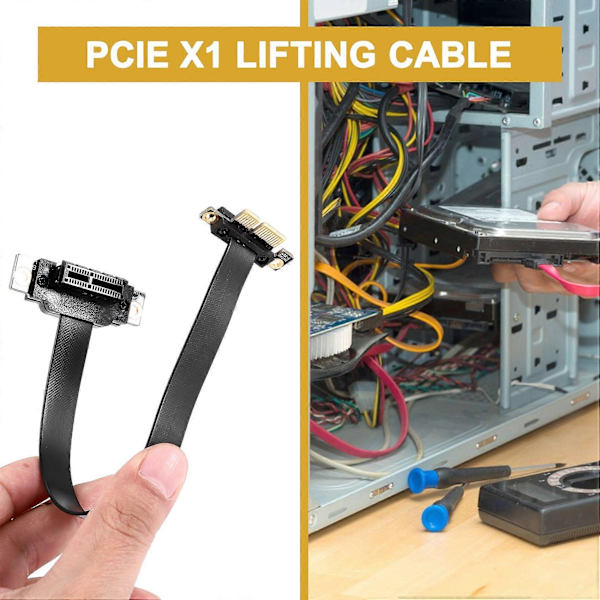 PCIE X1 Riserkabel Dubbel 90 Grader Höger Vinkel PCIe 3.0 X1 till X1 Förlängningskabel 8Gbps PCI Express